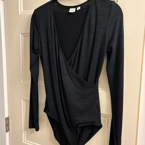 GAP Black Wrap-Front Bodysuit